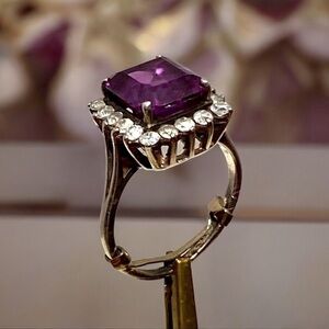 Sterling Silver Amethyst Cocktail Ring Handcrafted 6